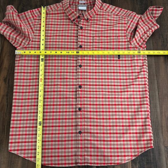 Columbia Short Sleeve Button Down Shirt Plaid Mens Size XL Red & Tan Regular Fit - Picture 12 of 15